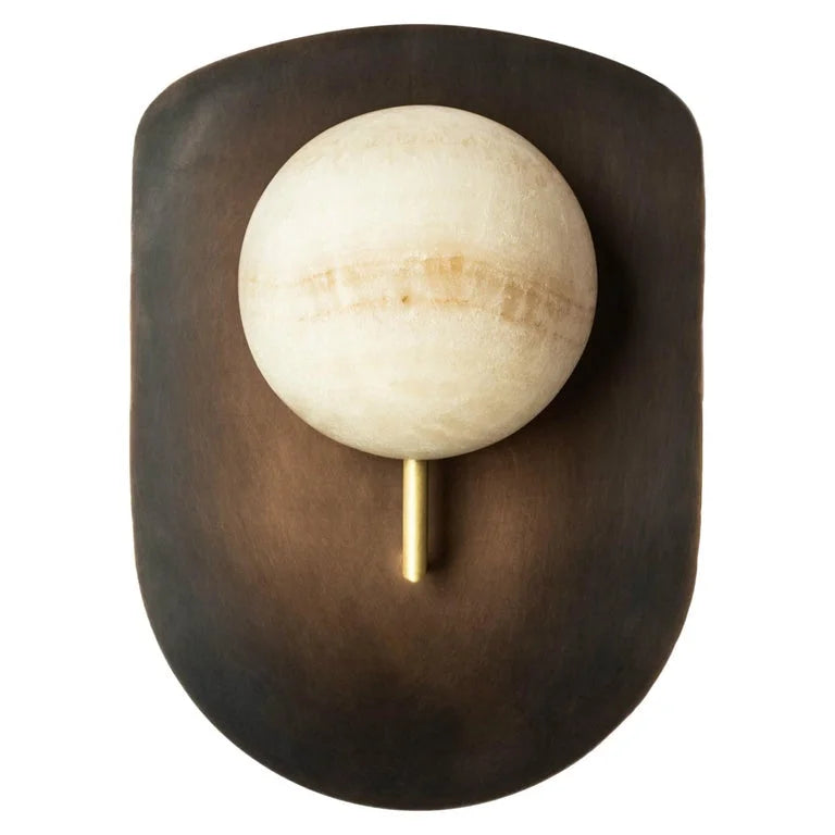 Moon Marble Globe Sconce | Patinated Brass Bedside Light
