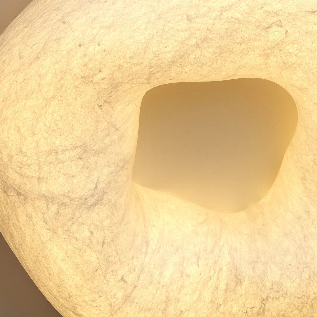 Hand Formed Mulberry Silk Ceiling Light | Organic Flush Mount Glow