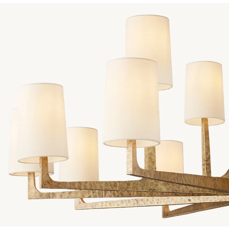 Multi-arm Copper & Linen Chandelier | Starburst Linen-shade Transitional Living Dining Casalolalights Luxury Lamps