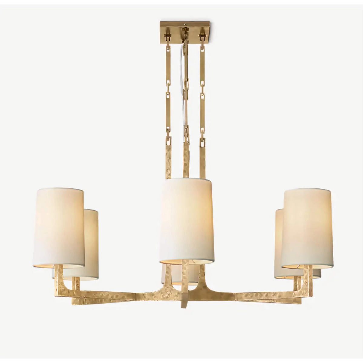 Multi-arm Copper & Linen Chandelier | Starburst Linen-shade Transitional Living Dining Casalolalights Luxury Lamps