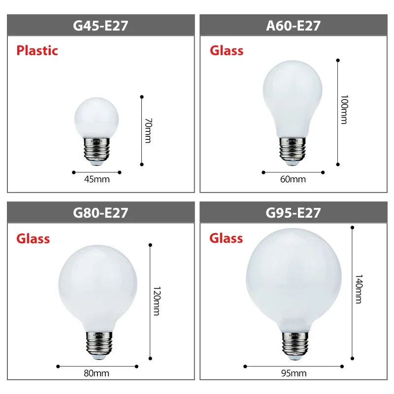 Led Bulbs A60 G80 G95 G45 Versatile & Long Lasting | Available in Warm Cold White