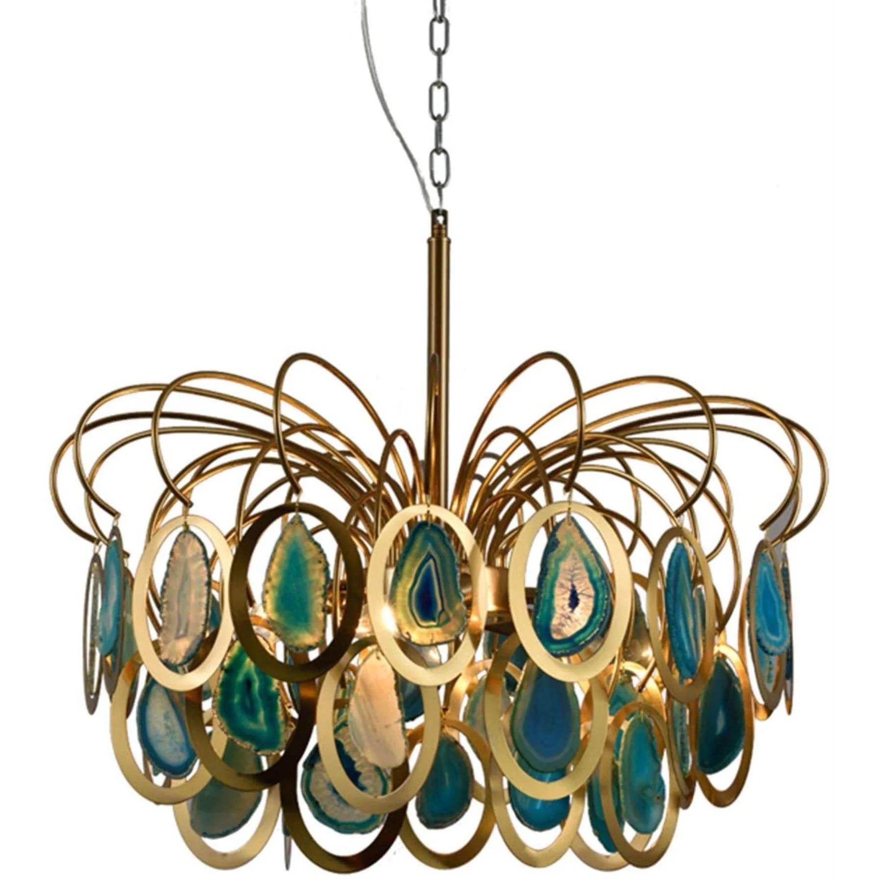 Modern Chandelier Featuring Natural Real Agate | 5 Lights and 8 | Casalola