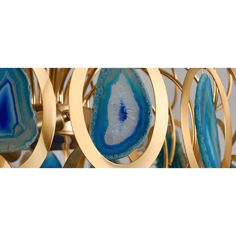 Modern Chandelier Featuring Natural Real Agate | 5 Lights and 8 | Casalola