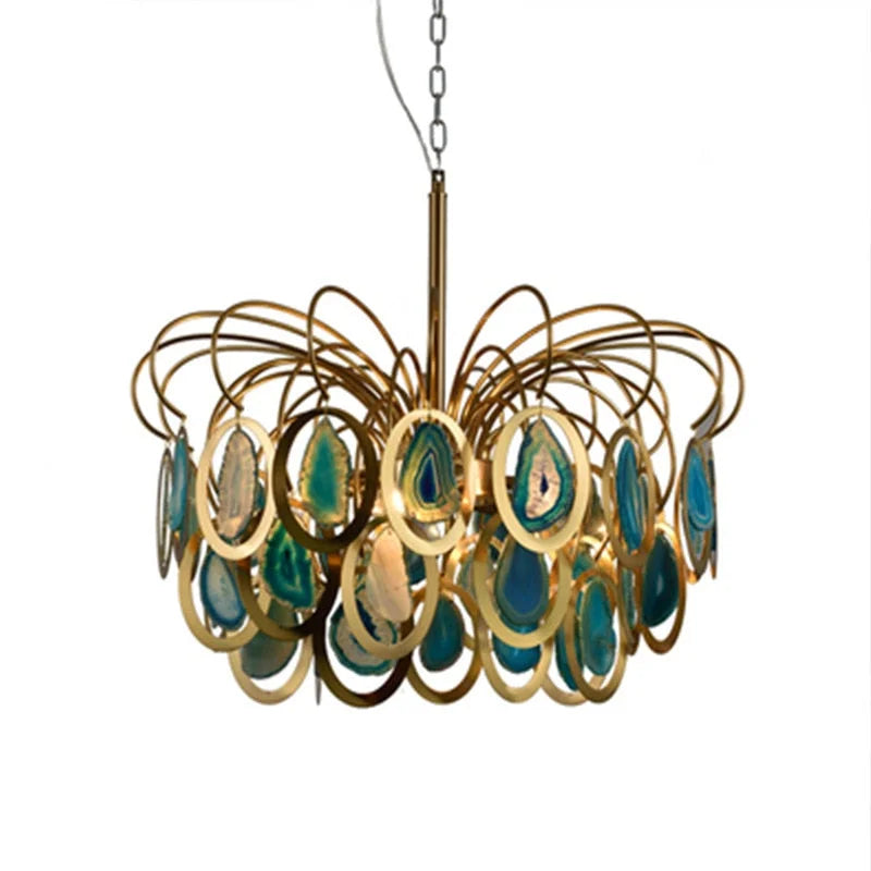 Modern Chandelier Featuring Natural Real Agate | 5 Lights and 8 | Casalola