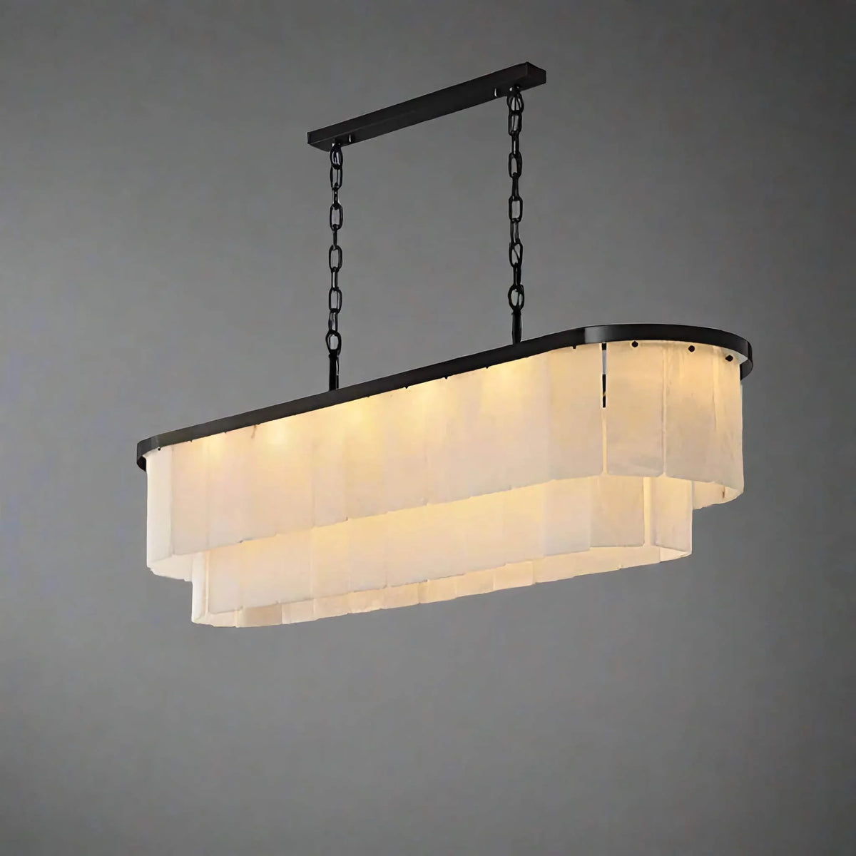 Alabaster & Brass Linear Chandelier | 12 or 16 Head Stone Light Modern Minimalist Dining Casalolalights Luxury Lamps