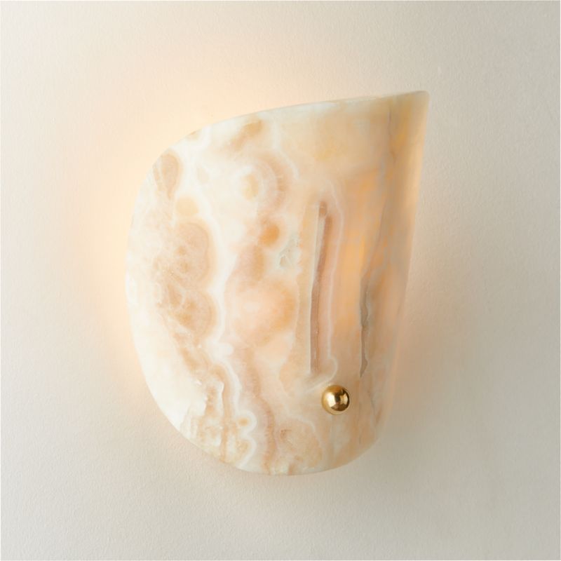Natural Jade Wall Sconce – Curved Stone Light with Warm Led for Bedroom Hallway or Bathroom
