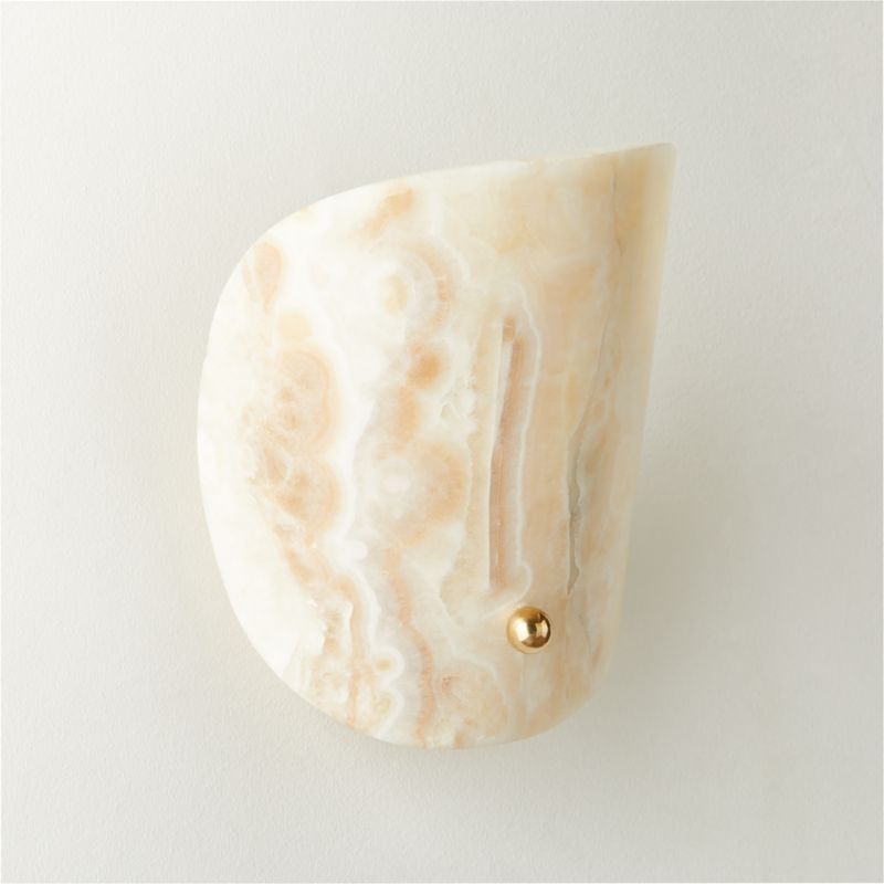 Natural Jade Wall Sconce – Curved Stone Light with Warm Led for Bedroom Hallway or Bathroom