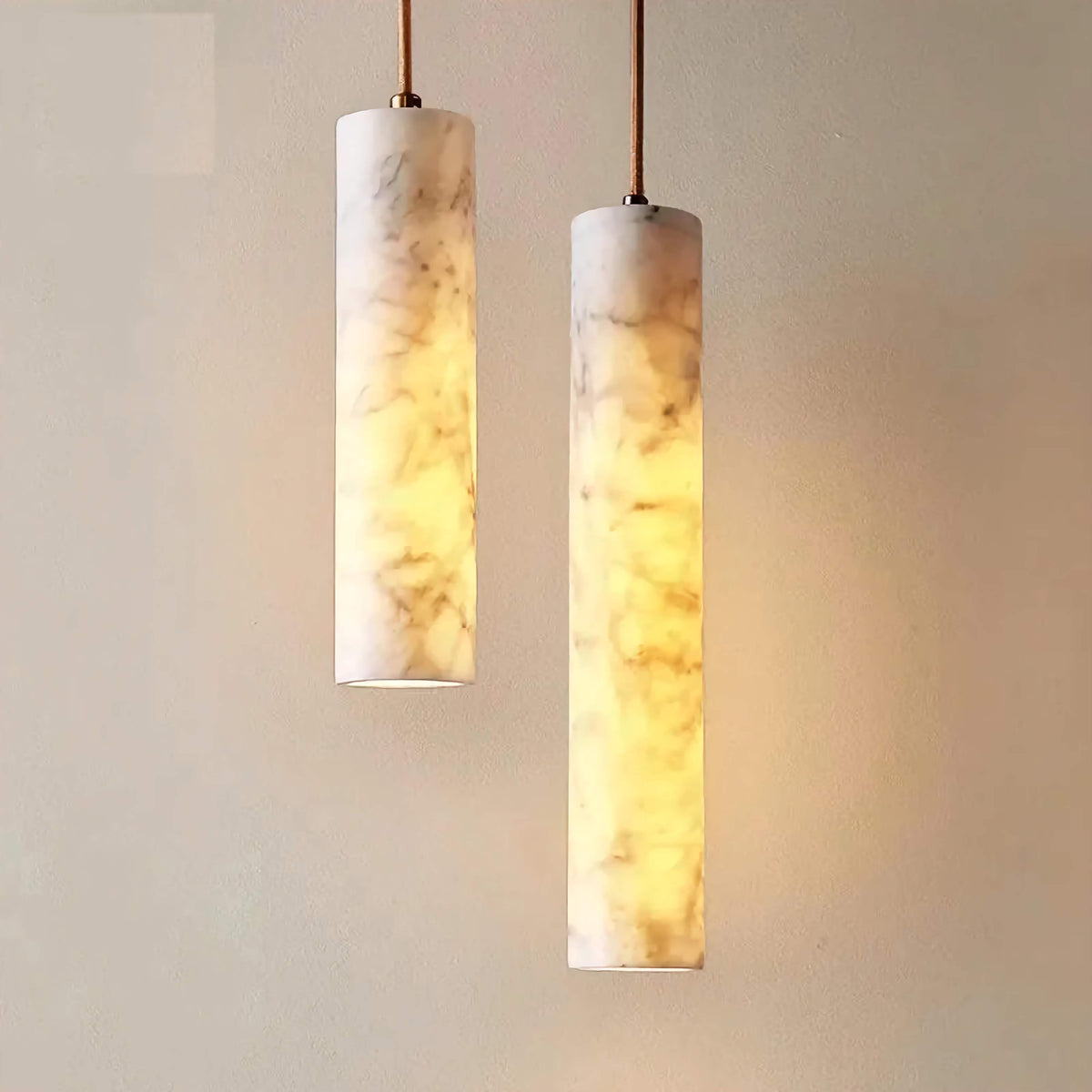 Marble Pendant Light | Slim Natural Stone Hanging Lamp Warm Glow Dining Room Kitchen Island & Hallway Casalolalights