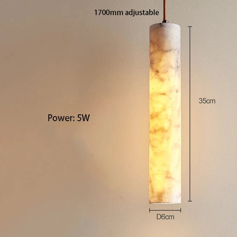 Marble Pendant Light | Slim Natural Stone Hanging Lamp Warm Glow Dining Room Kitchen Island & Hallway Casalolalights