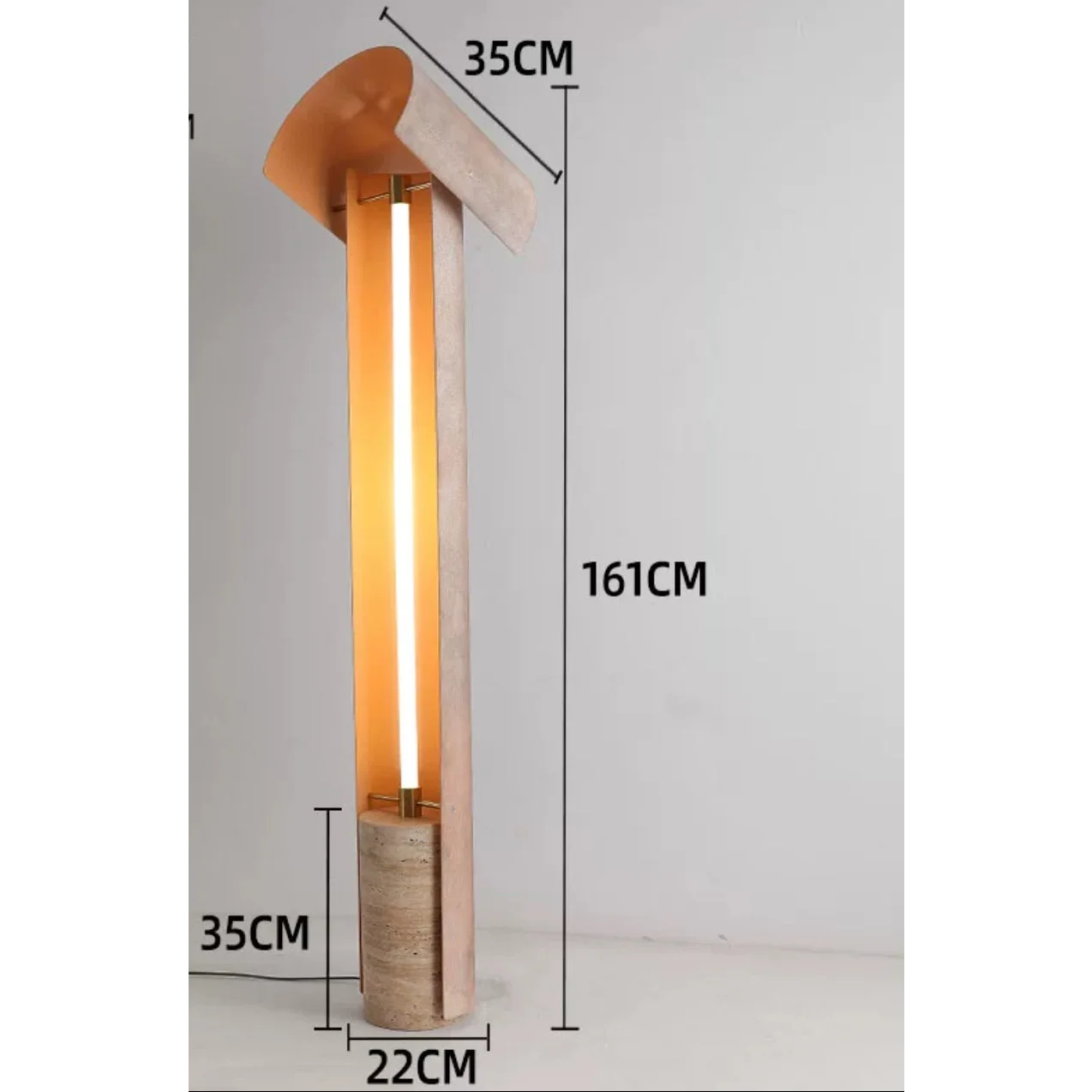 Modern Luxury Floor Lamp with Textured Metal Shade and Stone Base for Living Room Bedroom or Office