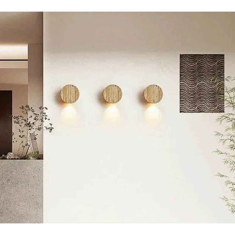 Travertine Wall Sconce | Cylindrical Natural Stone Led Light Warm Glow Dining Room Living & Hallway Casalolalights