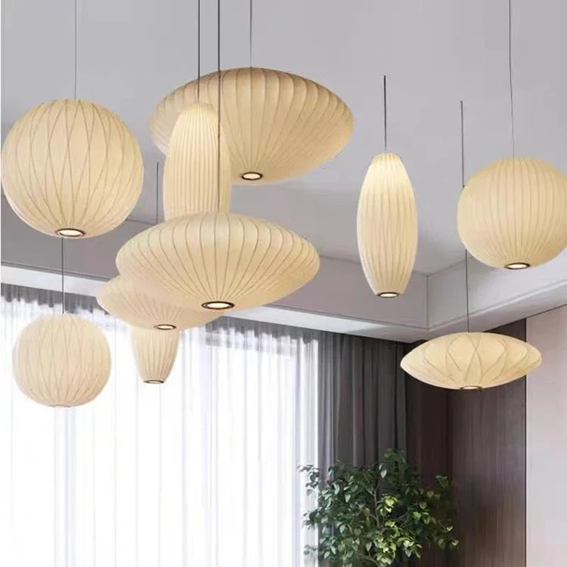 Nelson Bubble Pendant Lamp | White Silk Ceiling Lamps | Bedroom Living Room Lighting | Casalola
