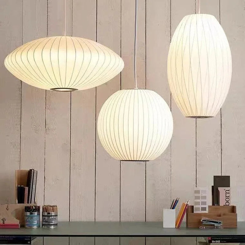 Nelson Bubble Pendant Lamp | White Silk Ceiling Lamps | Bedroom Living Room Lighting | Casalola