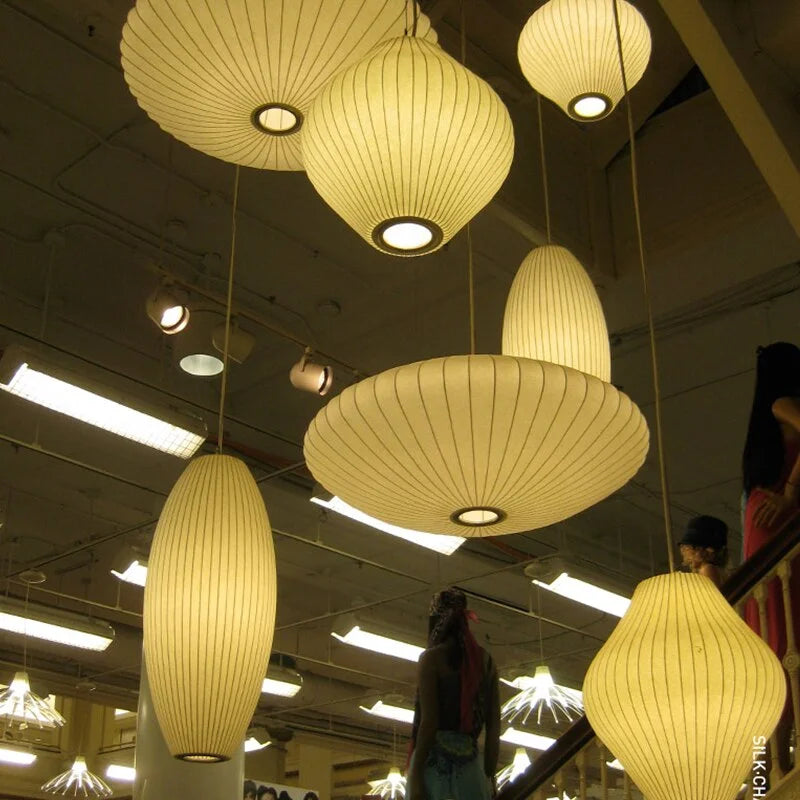 Nelson Bubble Pendant Lamp | White Silk Ceiling Lamps | Bedroom Living Room Lighting | Casalola