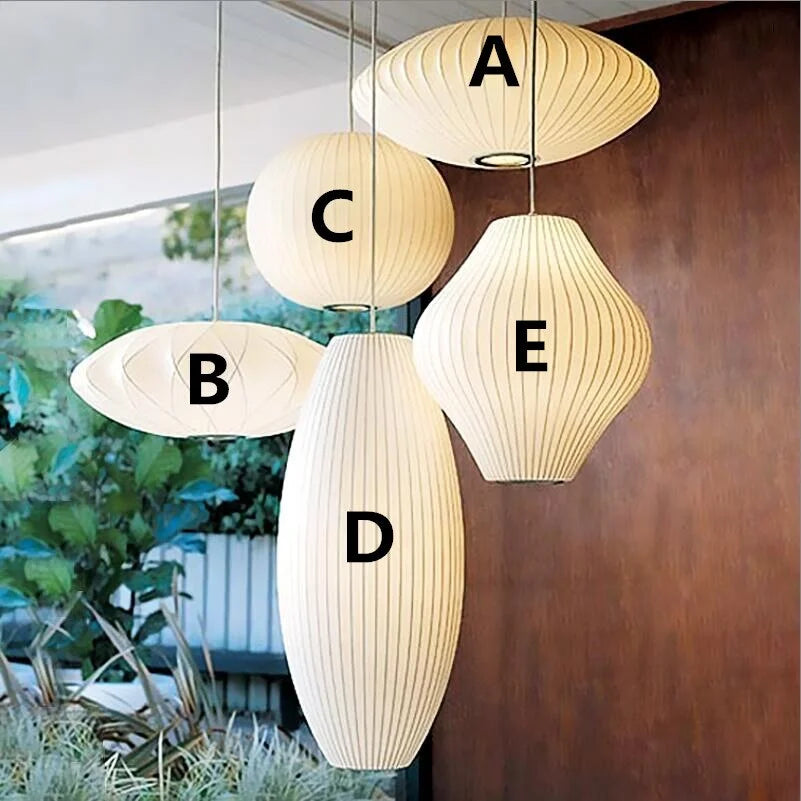 Nelson Bubble Pendant Lamp | White Silk Ceiling Lamps | Bedroom Living Room Lighting | Casalola