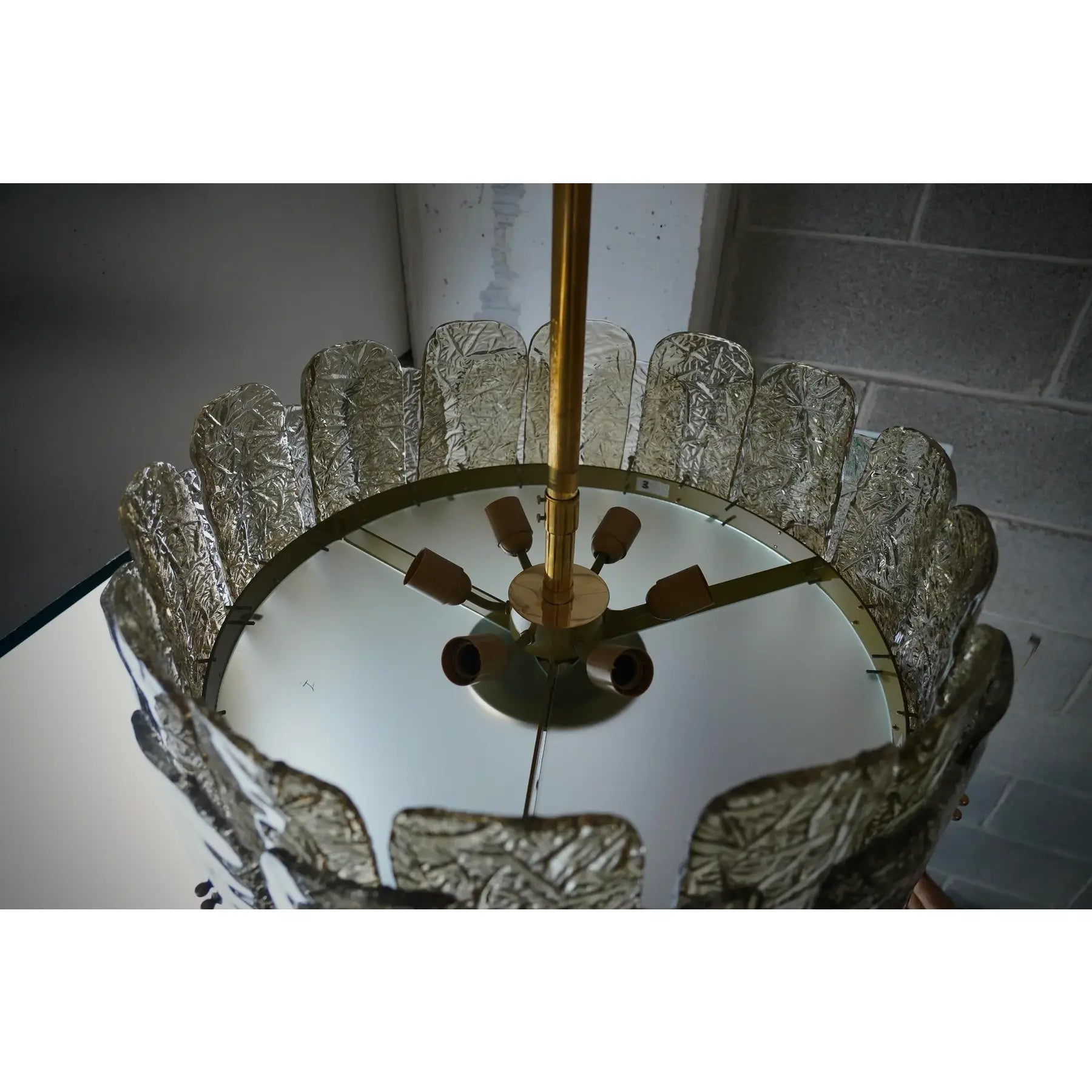 Smoky Art Glass and Brass Chandelier Tall Tiered Dining Room or Entryway Light Fixture for High Ceilings Casalolalights