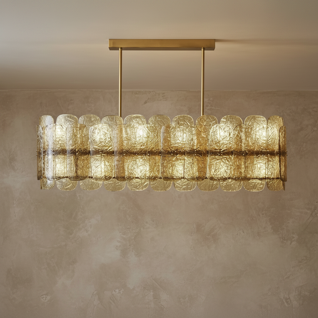 The Nocturne Linear Chandelier | Smoky Art Glass & Brass | CLND008L