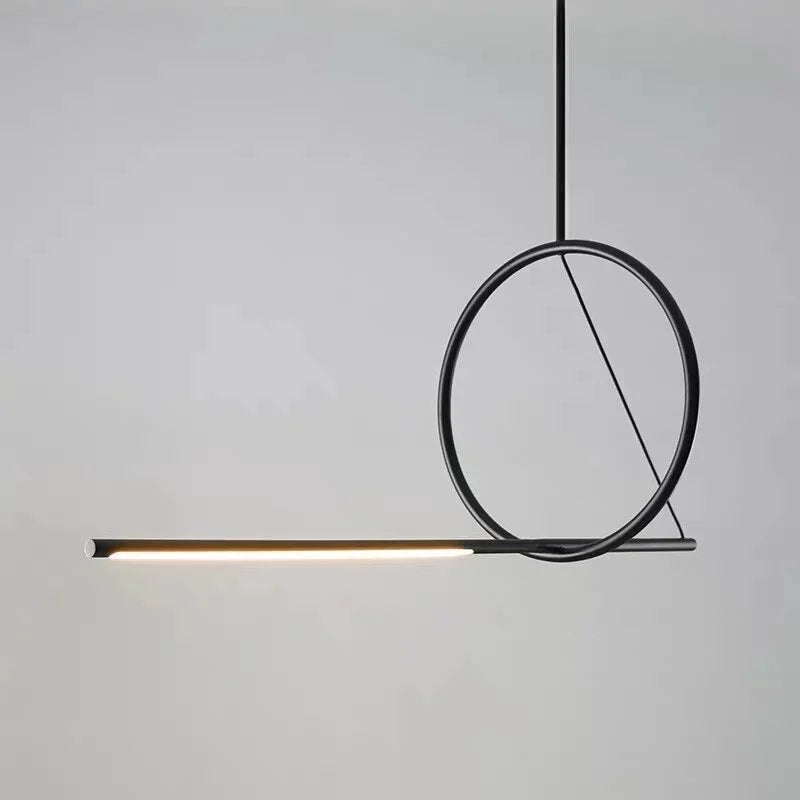 Modern Linear Pendant Lighting Metal Led Bar Black for Meeting Room Kitchen Island Dining