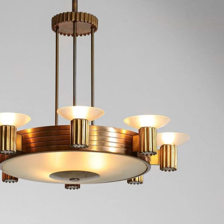 Italian Art Deco Brass Chandelier | 17-light Novecento Tiered 42in Dining Room & Foyer Casalolalights Luxury Lamps