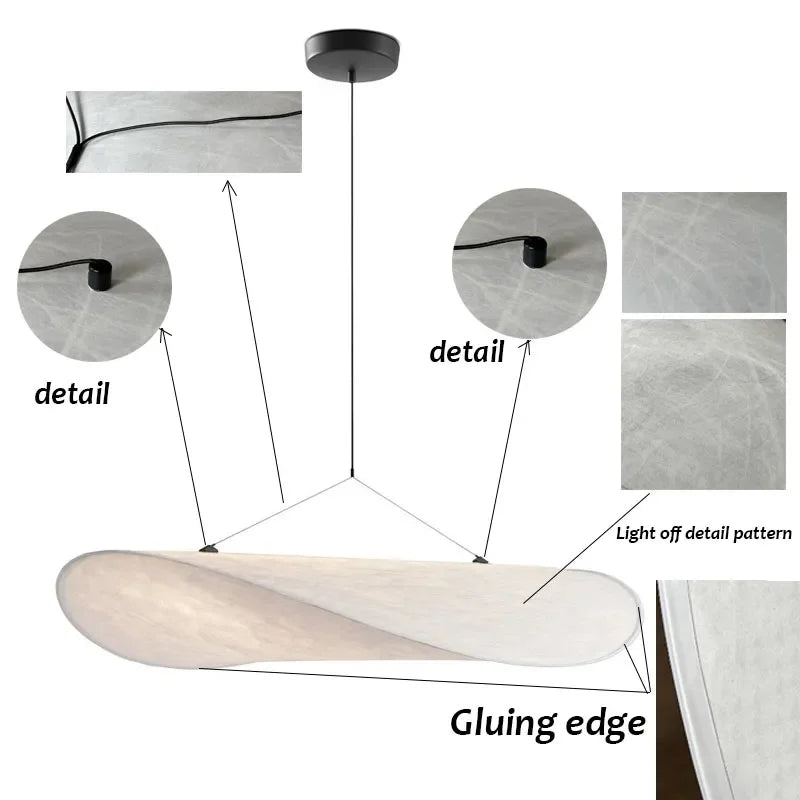 Fabric Led Pendant Lamp Parisian Chic Ceiling Light Fixtures for Living Room Bedroom