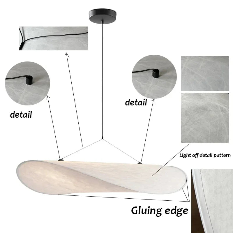 Fabric Led Pendant Lamp Parisian Chic Ceiling Light Fixtures for Living Room Bedroom