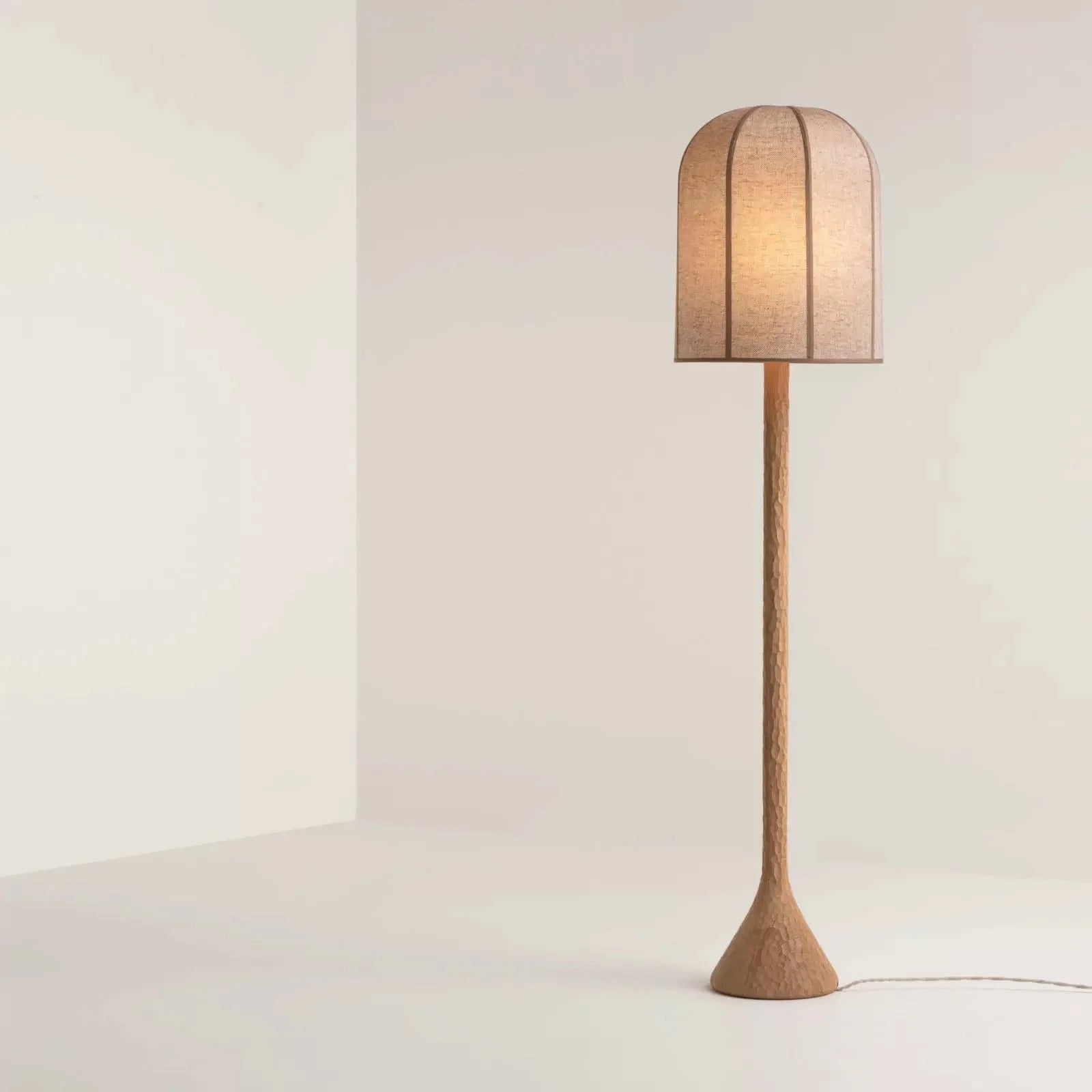 Carved Oak Linen Shade Floor Lamp | Minimalist Ul-listed Led Ready Modern Lighting Casalolalights Luxury Lamps