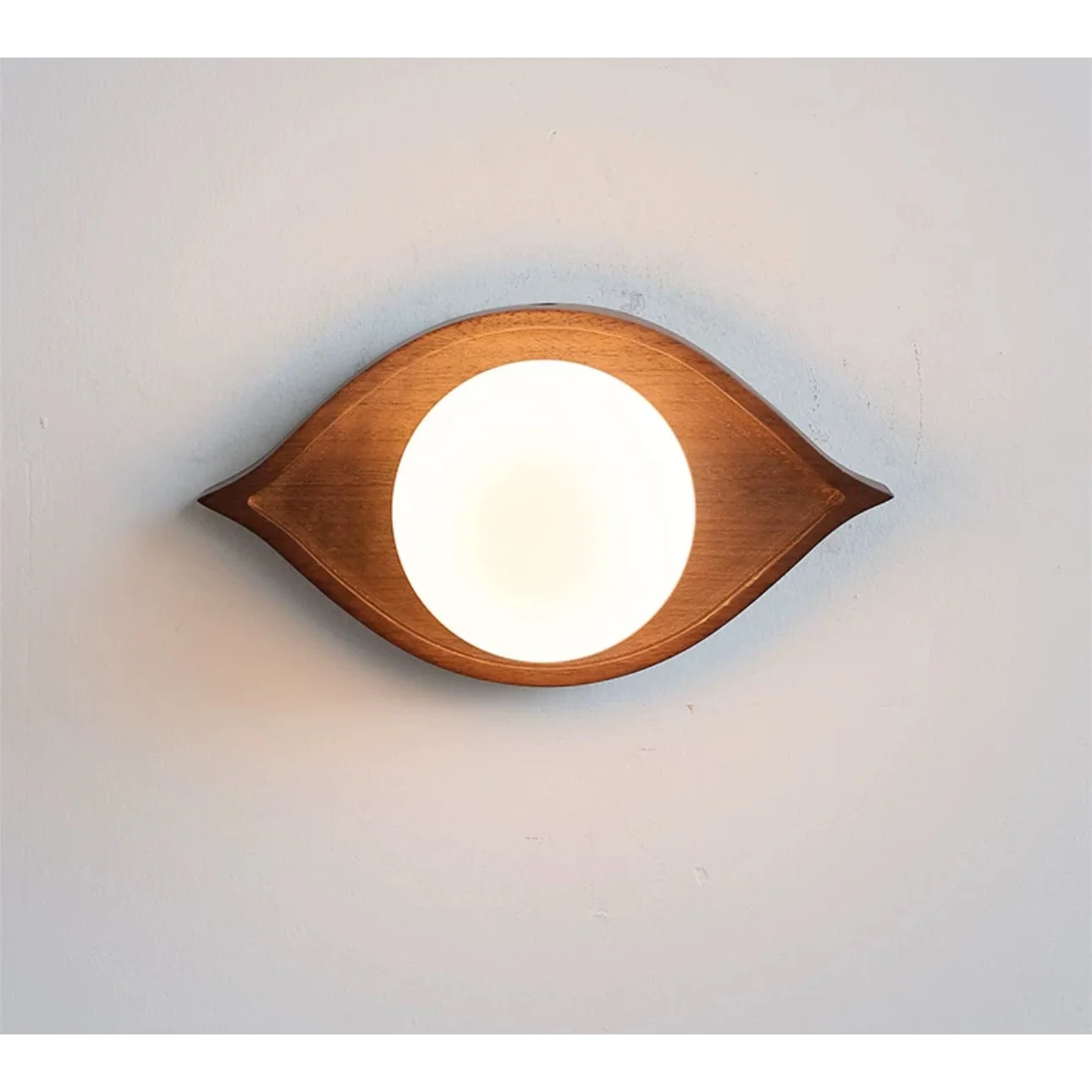 Japandi Walnut Wood Wall Lamp | Eye Shaped | Warm Led Lighting