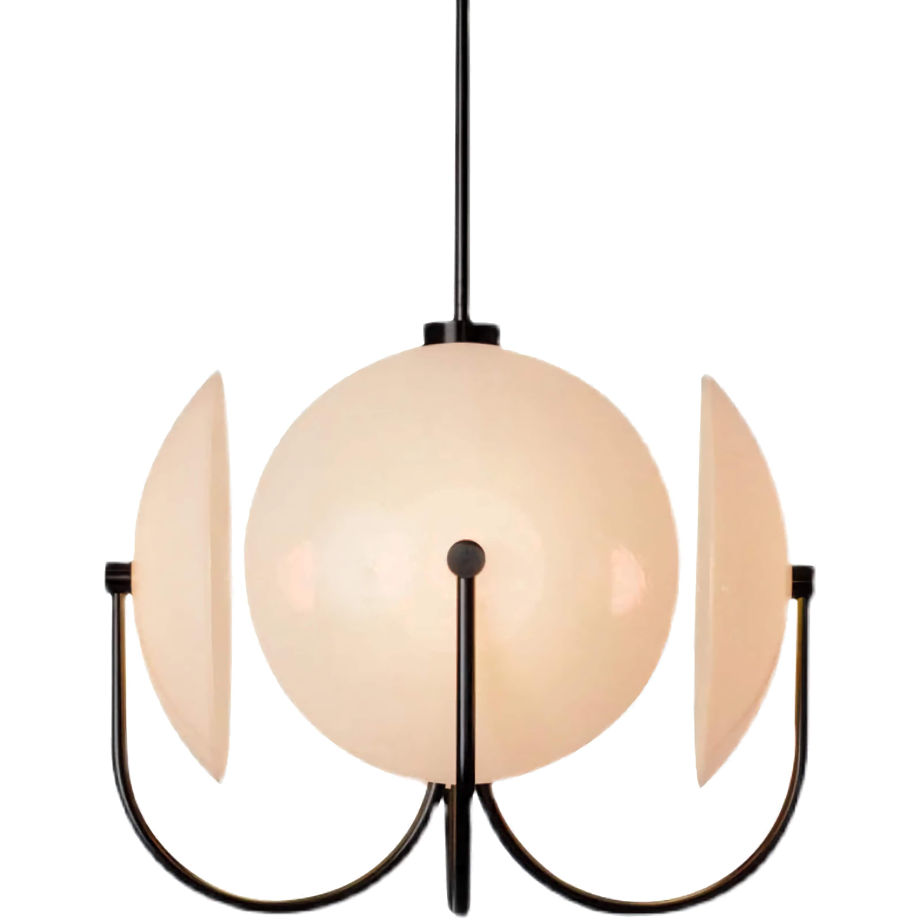 Opaline Disc Chandelier | Black & Gold Pendant with Sculptural Arms | Modern Statement Light for Dining or Living Room