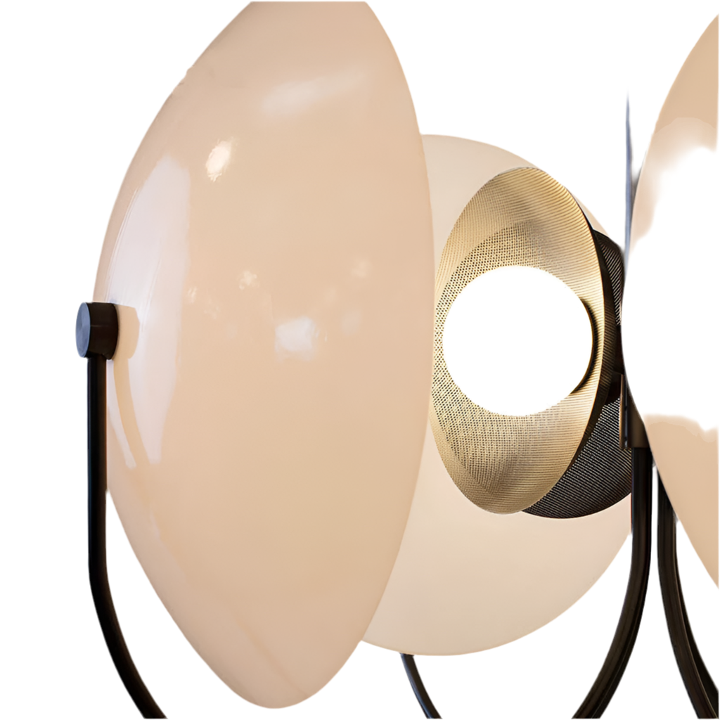 Opaline Disc Chandelier | Black & Gold Pendant with Sculptural Arms | Modern Statement Light for Dining or Living Room