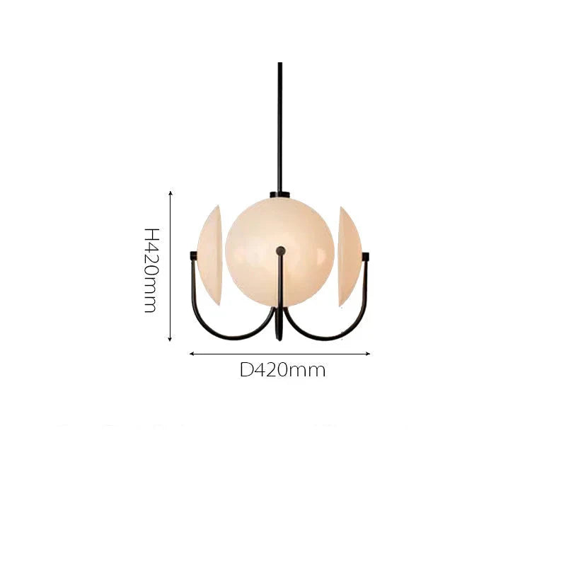 Opaline Disc Chandelier | Black & Gold Pendant with Sculptural Arms | Modern Statement Light for Dining or Living Room