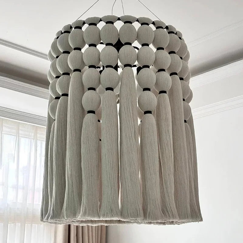 Woven Cotton Fringe Pendant | Casalola Boho Drum Chandelier