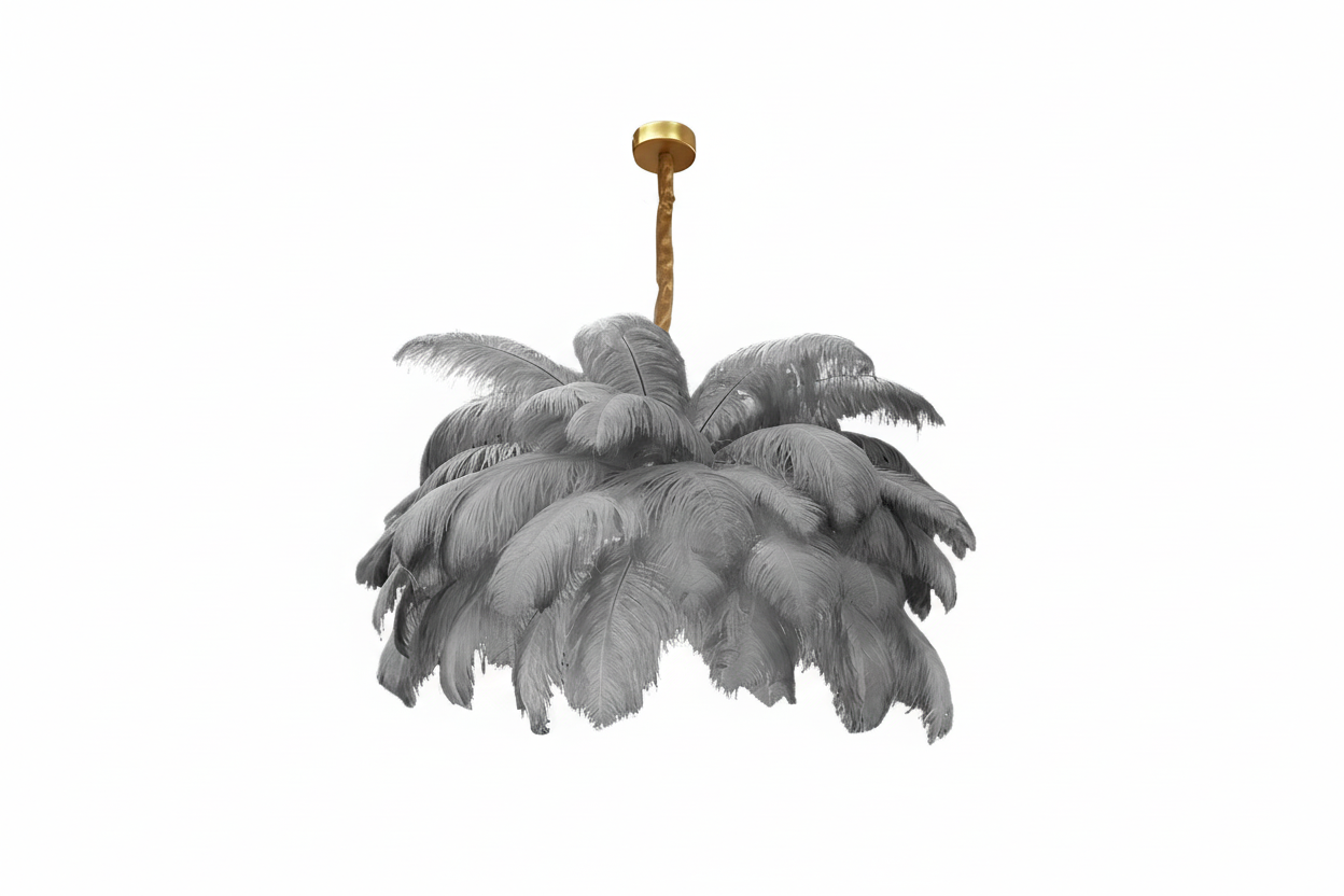 Ostrich Feather Chandelier 100-120cm | Hollywood Regency Gold Statement Light Dining Room & Entryway Casalolalights