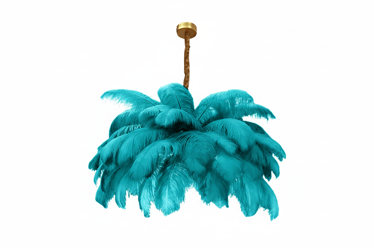 Ostrich Feather Chandelier 100-120cm | Hollywood Regency Gold Statement Light Dining Room & Entryway Casalolalights