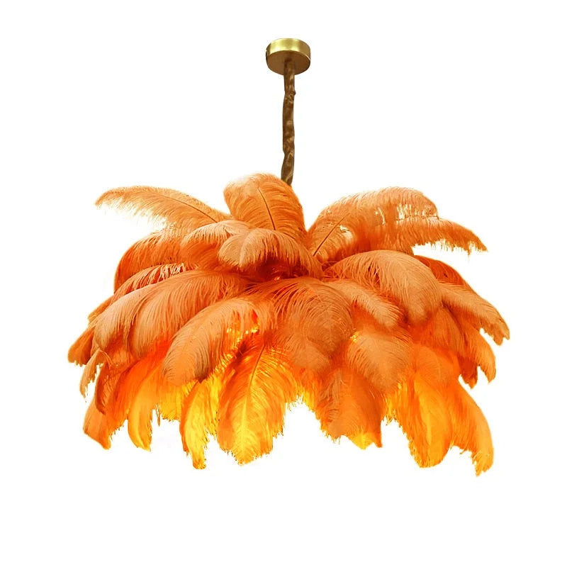 Ostrich Feather Chandelier 100-120cm | Hollywood Regency Gold Statement Light Dining Room & Entryway Casalolalights