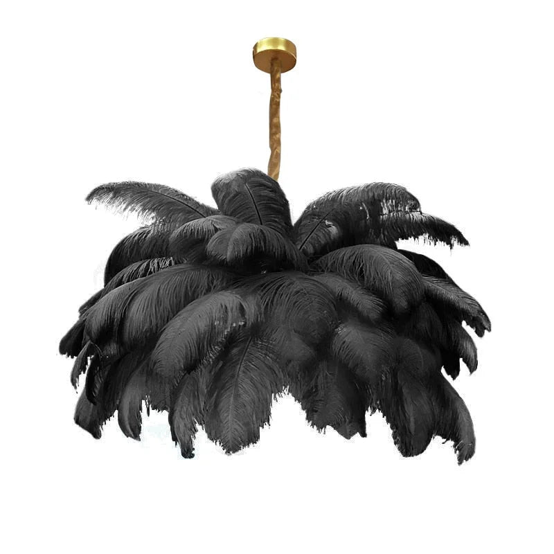 Ostrich Feather Chandelier 100-120cm | Hollywood Regency Gold Statement Light Dining Room & Entryway Casalolalights