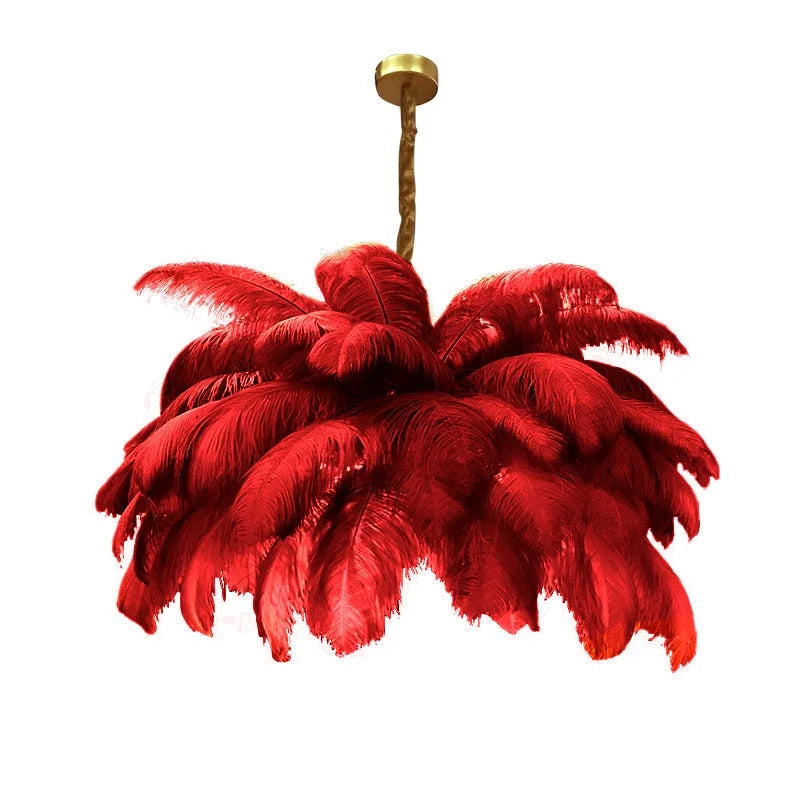 Ostrich Feather Chandelier 100-120cm | Hollywood Regency Gold Statement Light Dining Room & Entryway Casalolalights