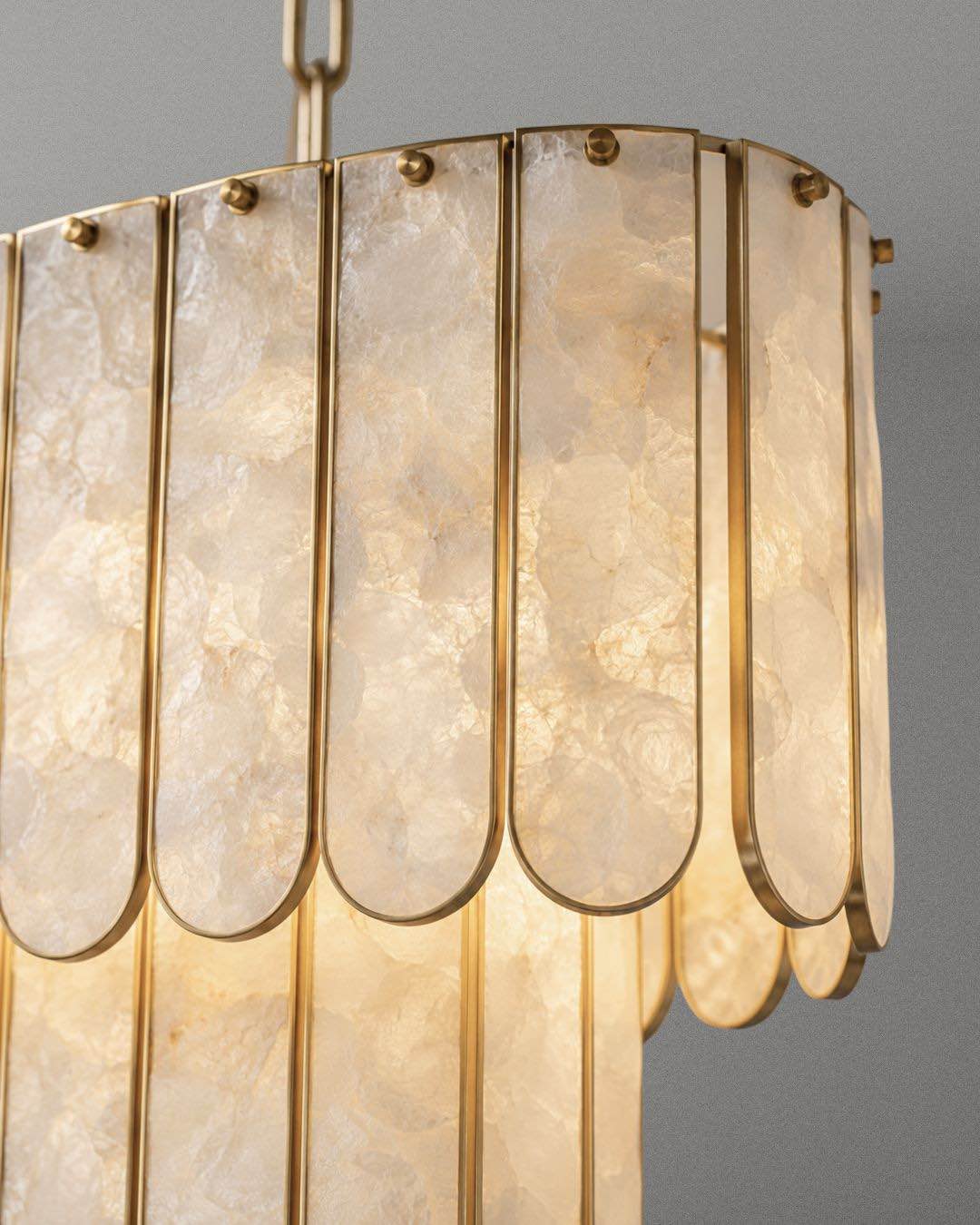 Oval Shell Tiered Chandelier | Racetrack Stone-panel Modern Organic Dining & Kitchen Casalolalights Luxury Lamps