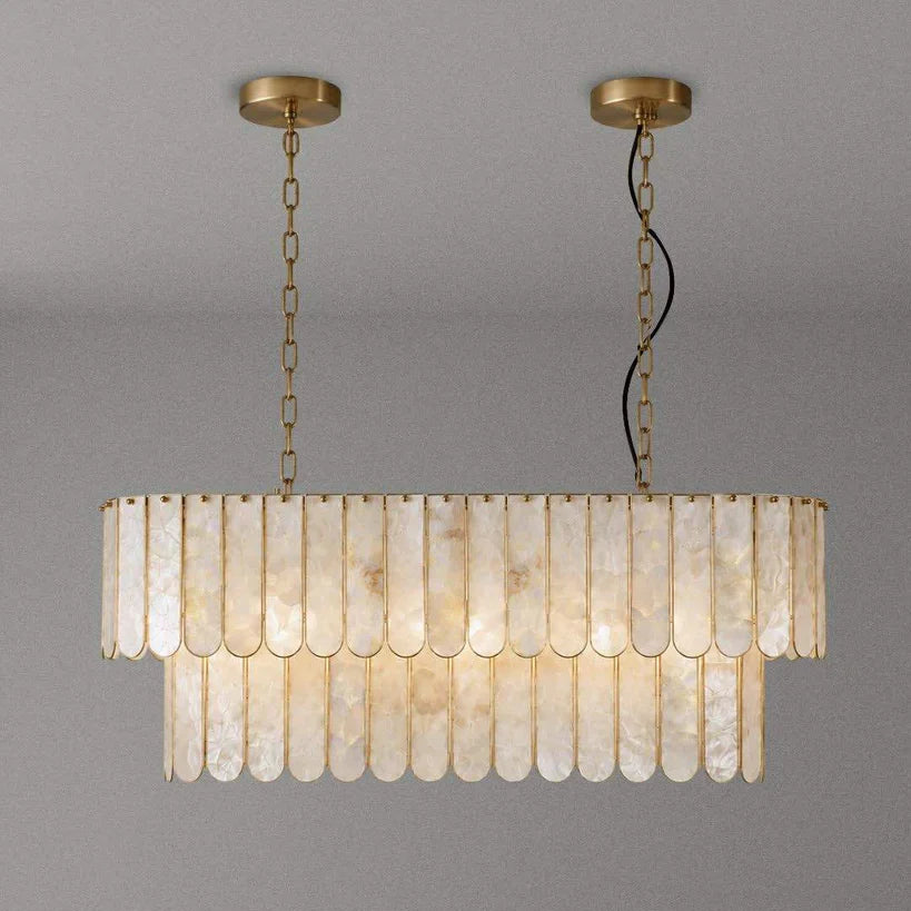 Oval Shell Tiered Chandelier | Racetrack Stone-panel Modern Organic Dining & Kitchen Casalolalights Luxury Lamps