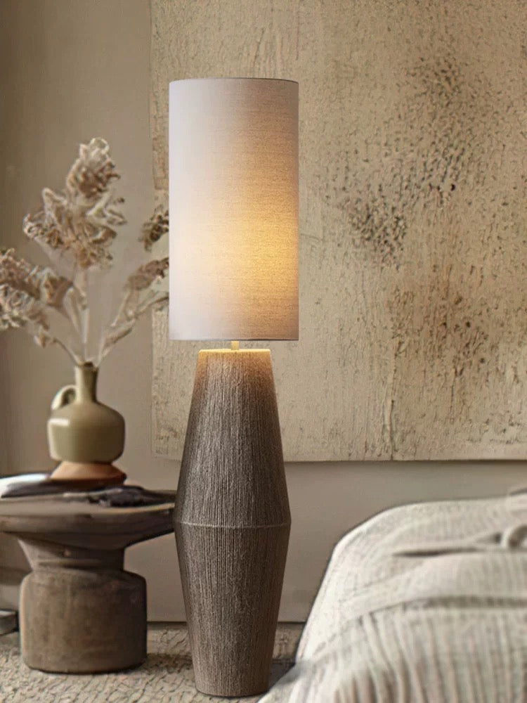 Hand-wrapped Hemp Rope Floor Lamp | Organic Wabi-sabi Linen Shade | 150cm Textured Artisan Lighting | Casalola Lights