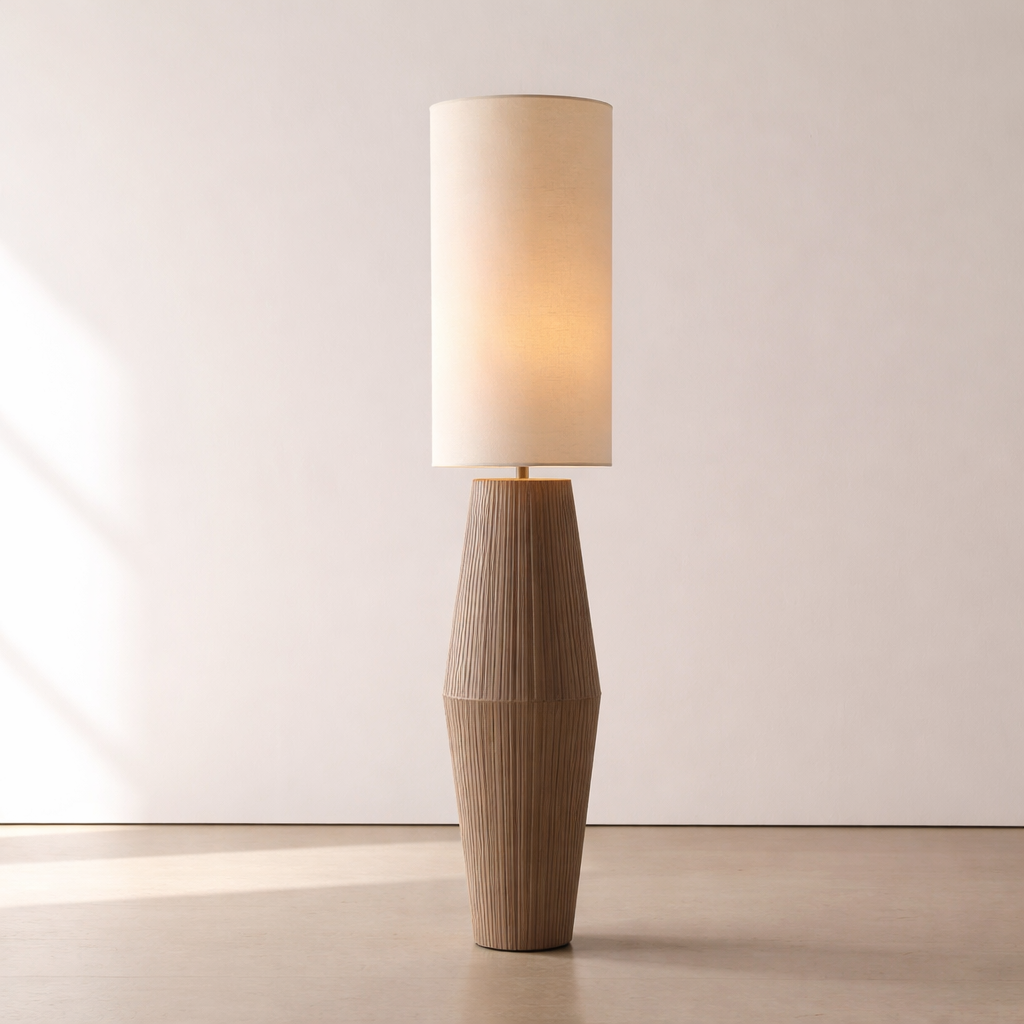 Hand-wrapped Hemp Rope Floor Lamp | Organic Wabi-sabi Linen Shade | 150cm Textured Artisan Lighting | Casalola Lights