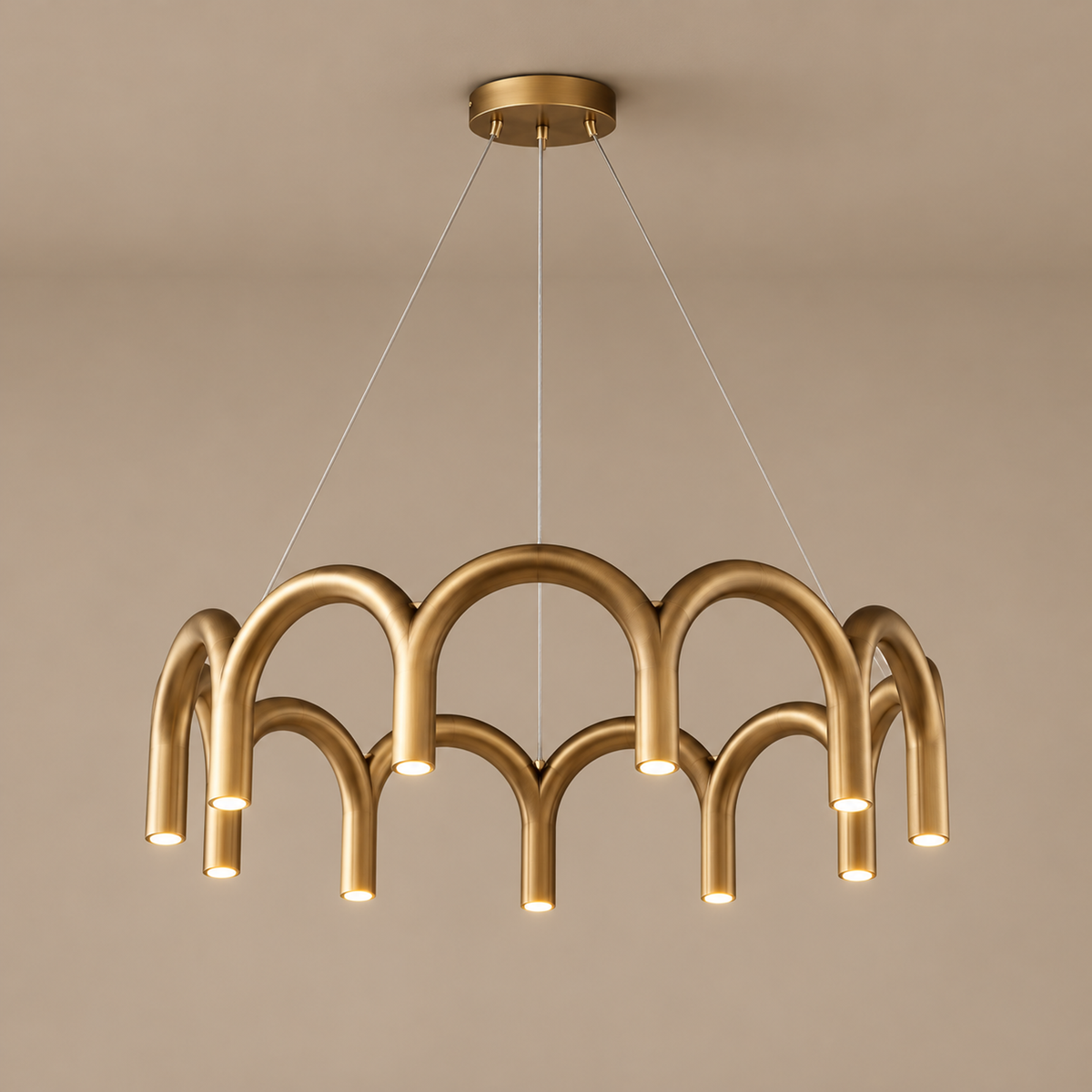Brass Chandelier - Patinated Arches Casalola Lights Luxury Lamps for Interior Designers