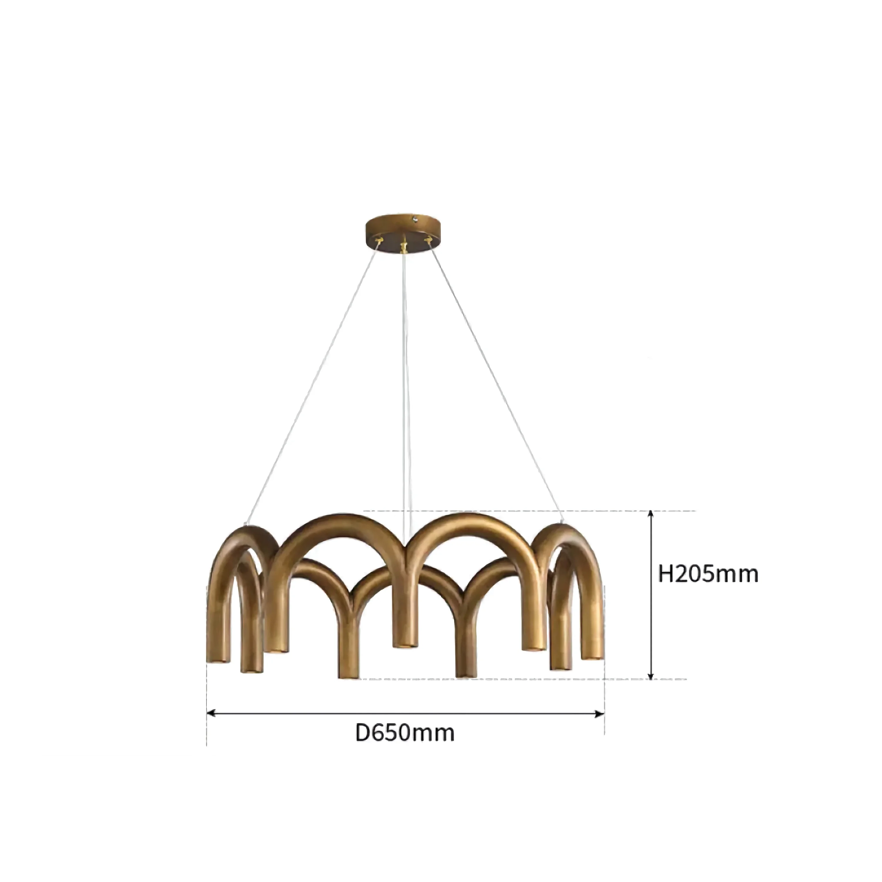 Patinated Brass Arch Chandelier | Modern Sculptural Downlight