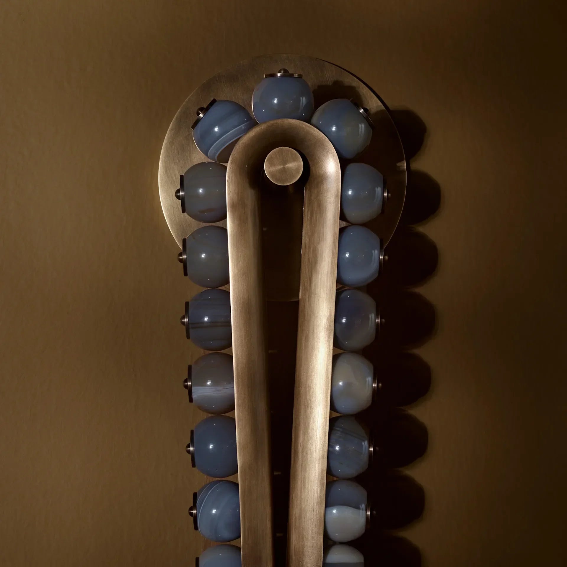 Patinated Brass & Jade Wall Sconce | Hanging Fixture for Bedrooms