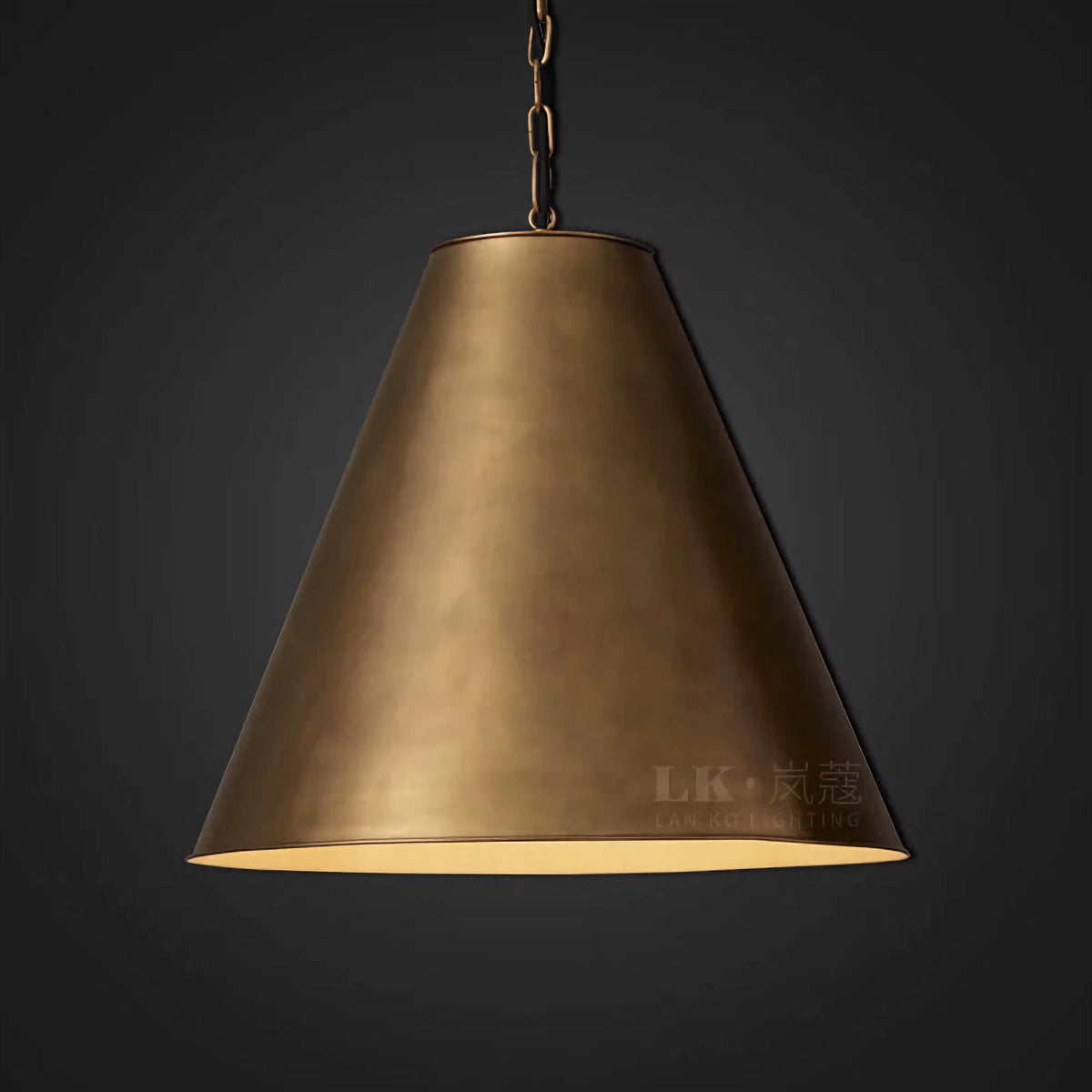 Patinated Copper Cone Pendant | Spun Hand-patinated Downlight 46cm Industrial Rustic Kitchen & Dining Casalolalights
