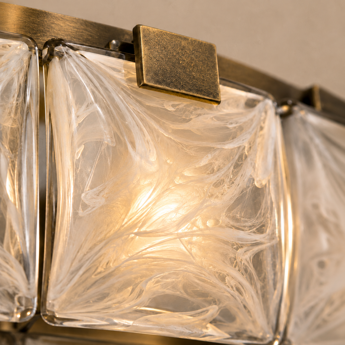 Swirled White Glass Lantern Chandelier Antique Brass | Large Three Chain Hang Custom Length Casalola Lights Luxury
