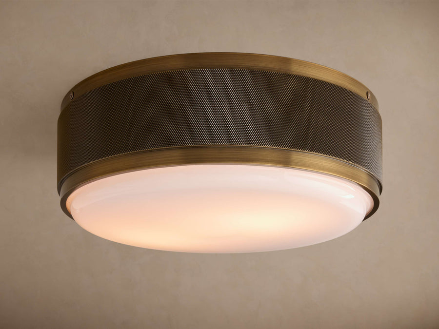 Perforated Brass Drum Flush Mount