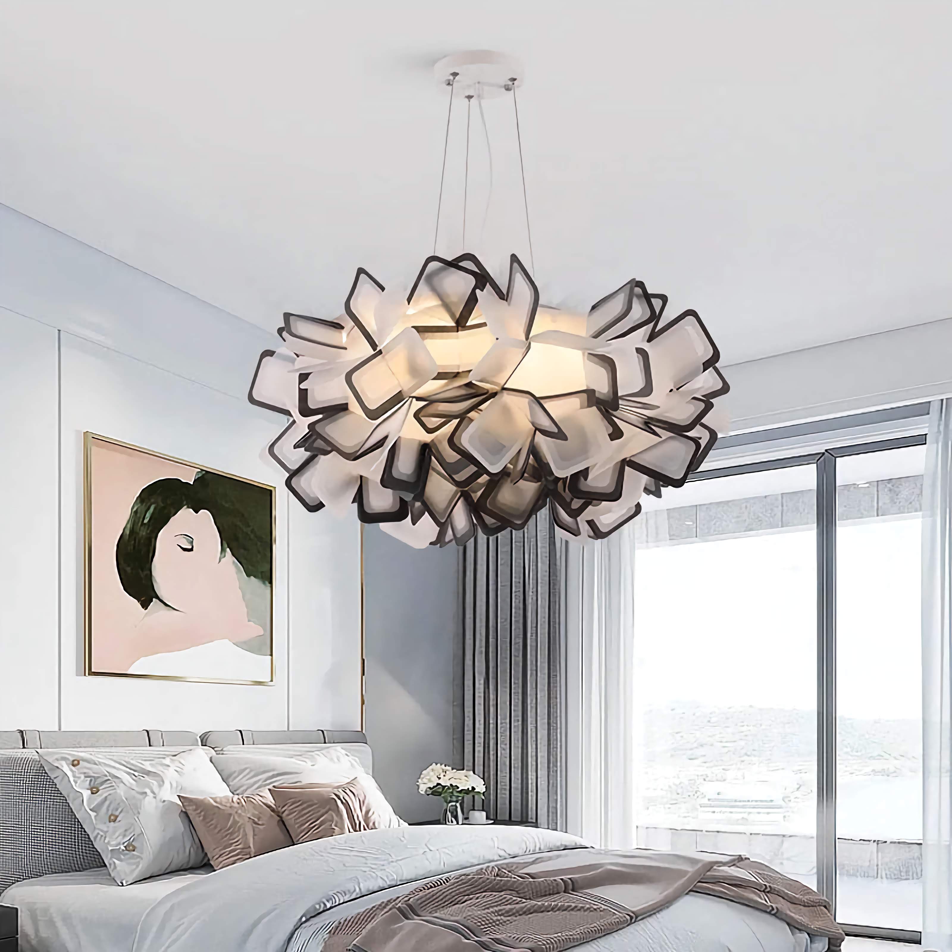 Colorful Borders Flower Pendant Light Acrylic Lampshade
