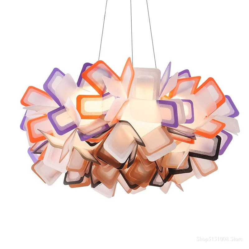 Colorful Borders Flower Pendant Light Acrylic Lampshade