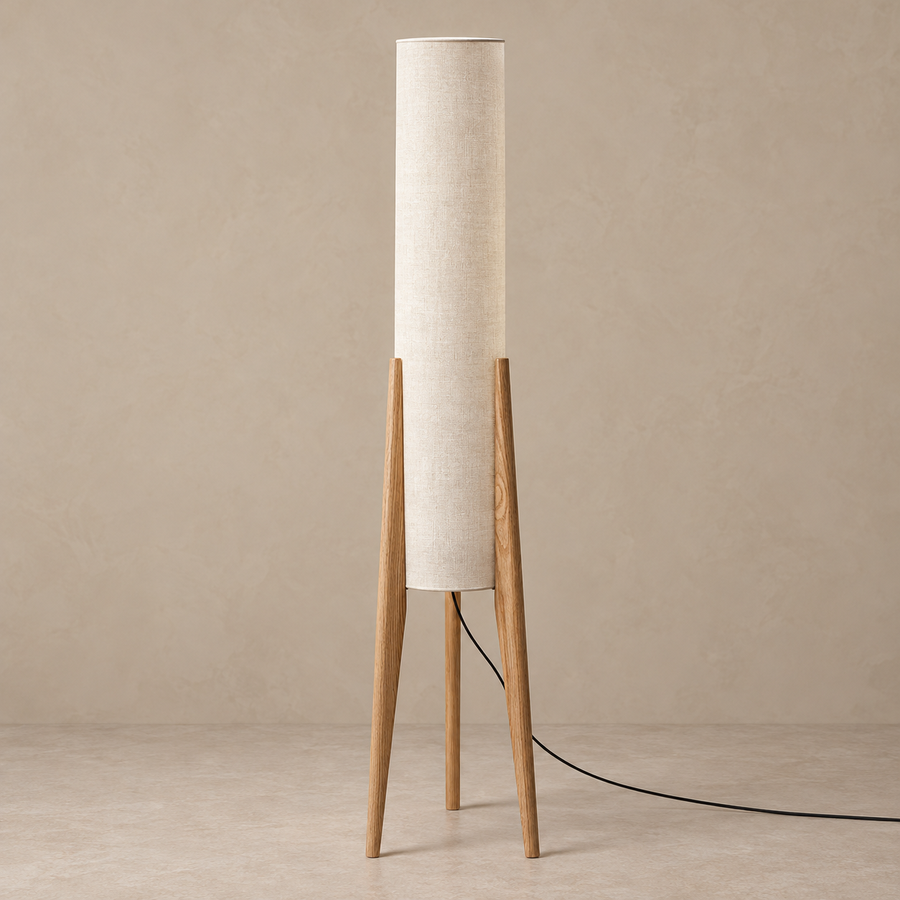 Lampada da terra PILONI in legno e tessuto