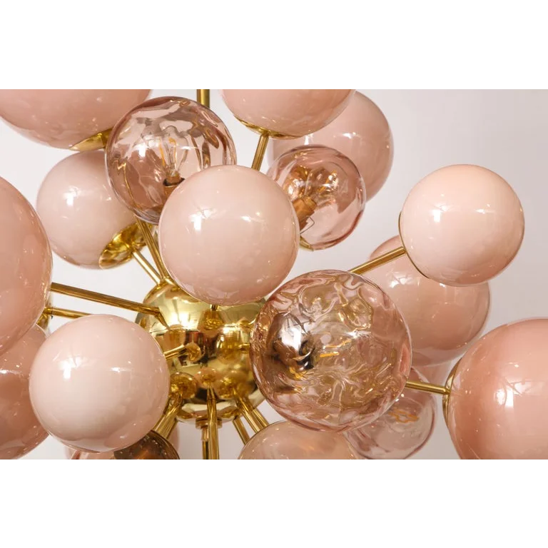 Pink Glass Globe Chandelier 80cm | Hand-blown Sphere & Gold Iron Modern Art Deco Bedroom Casalolalights Luxury Lamps